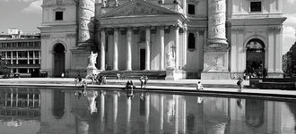 Reflections Of St. Charles Borromeo, Vienna (B&W)